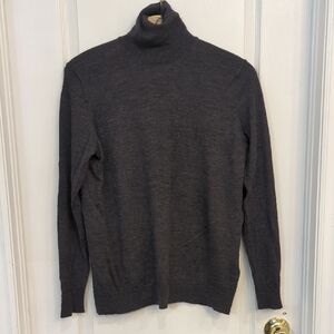 Soft Grey Marino Wool Turtle Neck Sweater
